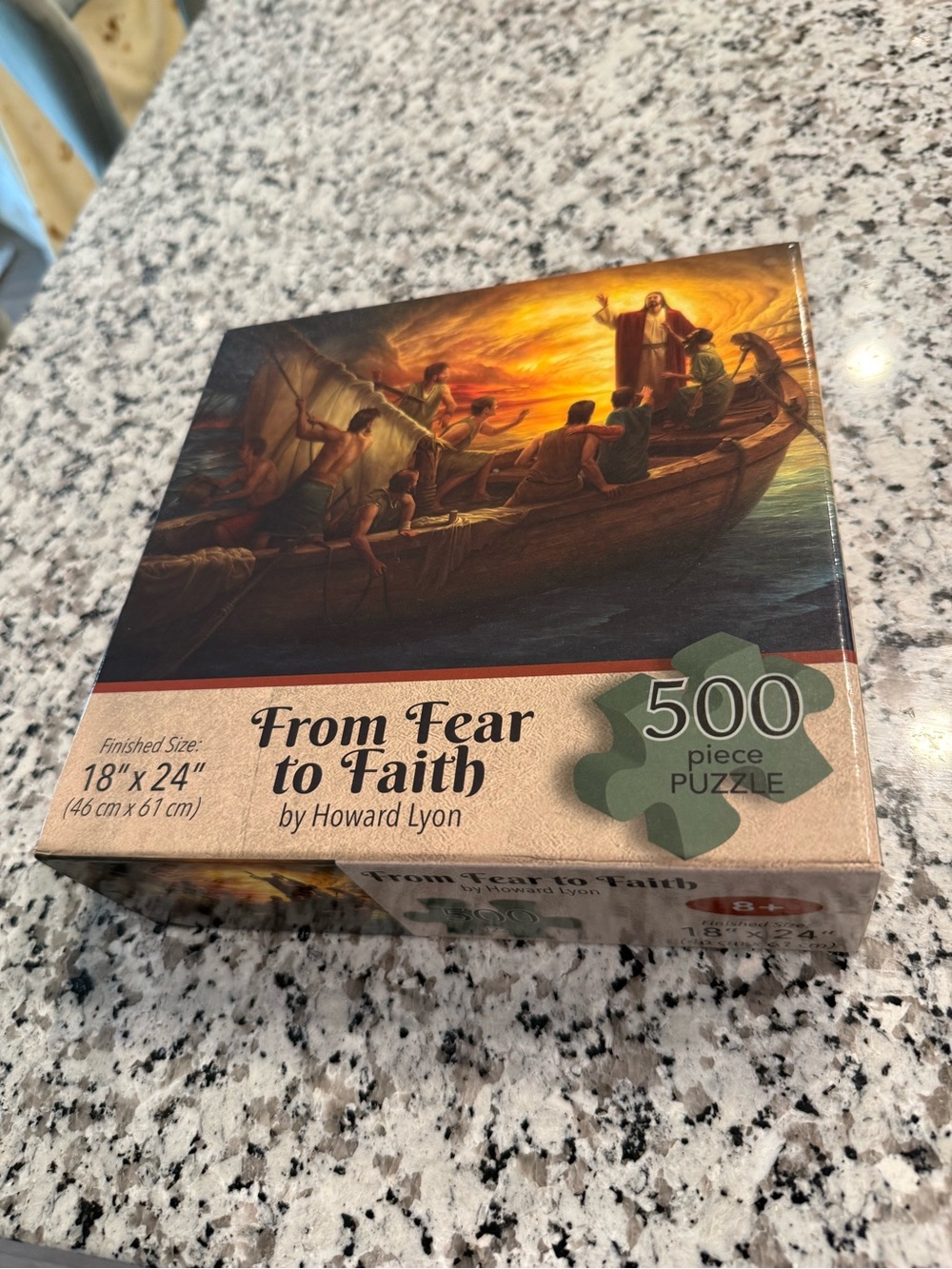 From Fear to Faith 500-Piece Puzzle by Howard Lyon — Brown and Gold Artwork